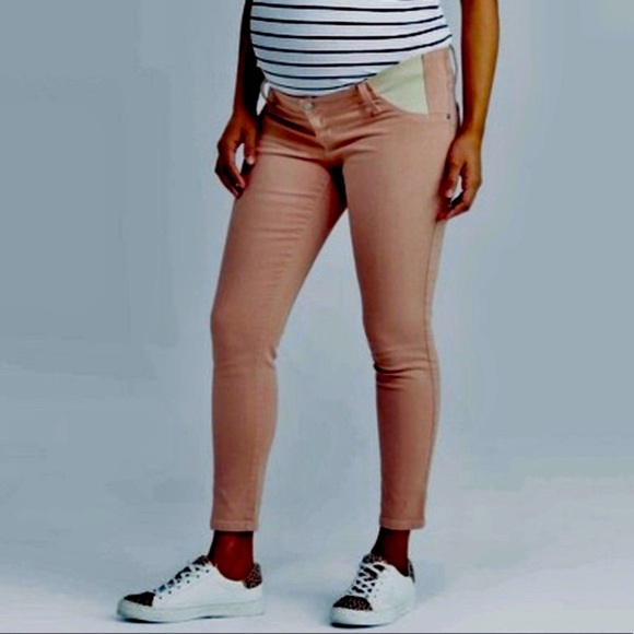 ISABEL MATERNITY dusty rose side panel skinny jean size 0, NWT - Picture 2 of 3